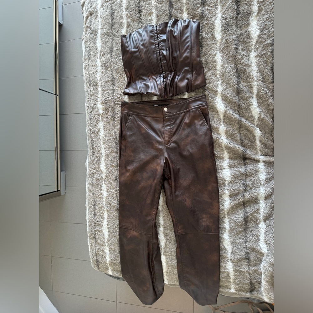 Zara leather corset and pant set